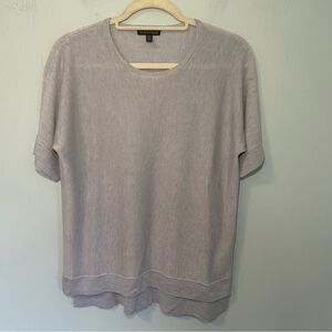 Eileen Fisher Blue Tencel Silk Blend Short Sleeve Tunic Scoop Neck Sweater Top